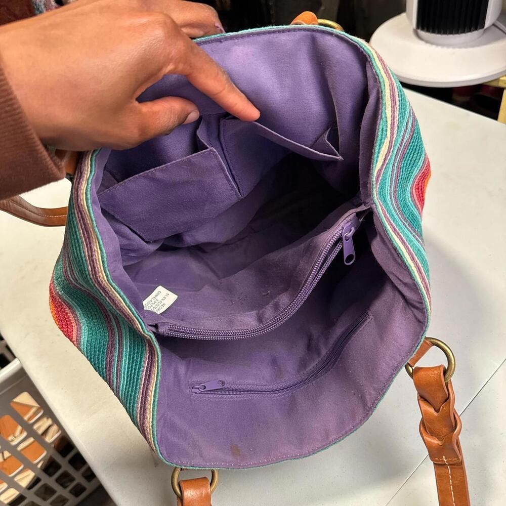 Vintage multicolor‎ braided striped shoulder bag - Picture 7 of 7